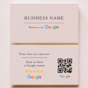 Cartão De Visita Código QR de Avaliação Google Rosa Bege Spa Salão