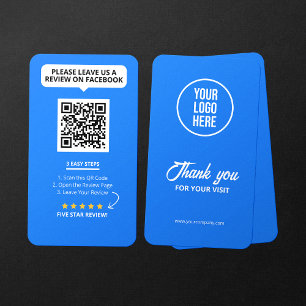 Cartão De Visita Código QR de Avaliações do Facebook com 5 Estrelas