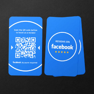 Cartão De Visita Código QR de Avaliações do Facebook com 5 Estrelas
