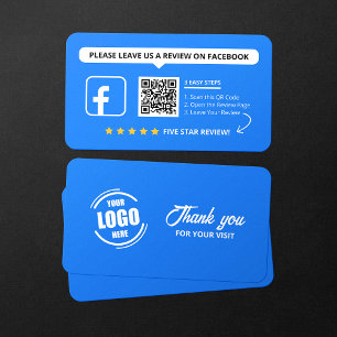 Cartão De Visita Código QR de Avaliações do Facebook com 5 Estrelas