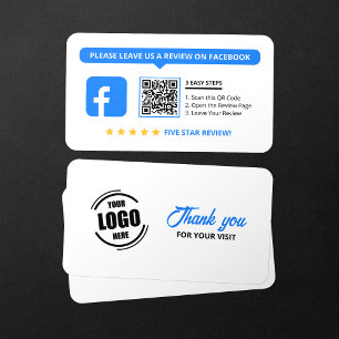 Cartão De Visita Código QR de Avaliações do Facebook com 5 Estrelas