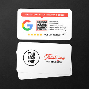 Cartão De Visita Código QR de Avaliações do Google Branco Link de A