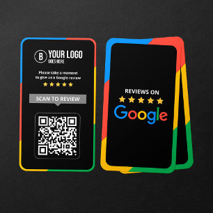 Cartão De Visita Código QR de Avaliações do Google para Negócios