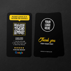 Cartão De Visita Código QR de Avaliações do Google Preto Link de Av