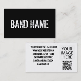 Cartão De Visita Código QR de Banda Preto e Branco Moderno Personal