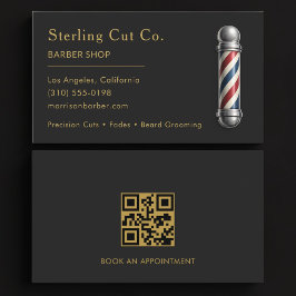 Cartão De Visita Código QR de Barbearia Profissional