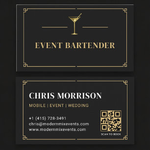 Cartão De Visita Código QR de Barman de Evento Profissional