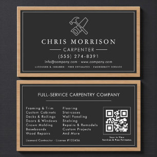 Cartão De Visita Código QR de Carpintaria de Luxo Carpinteiro