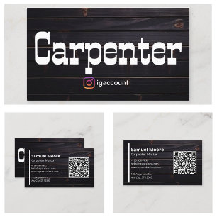 Cartão De Visita Código QR de Carpinteiro