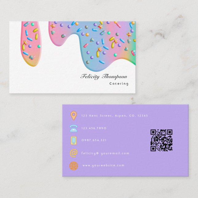 Cartão De Visita Código QR de catering de comida (Frente/Verso)