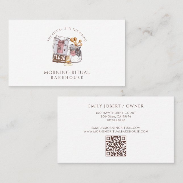Cartão De Visita Código QR de Catering de Sobremesas de Padaria de  (Frente/Verso)