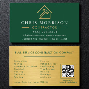 Cartão De Visita Código QR de Construção de Edifícios de Metal Dour