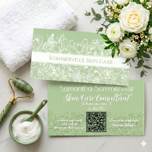 Cartão De Visita Código QR de Consultor de Cuidados com a Pele Flor