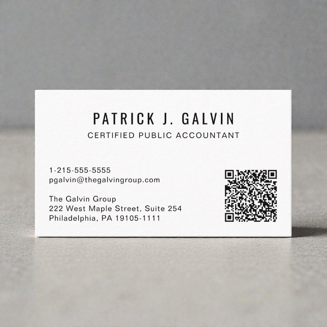 Cartão De Visita Código QR de Contador CPA (CPA Accountant QR Code Business Card)
