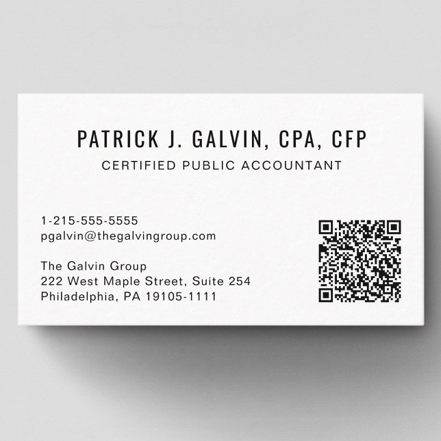 Cartão De Visita Código QR de Contador CPA (CPA Accountant QR Code Business Card)