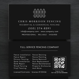 Cartão De Visita Código QR de Contratante de Cerca de Fencing