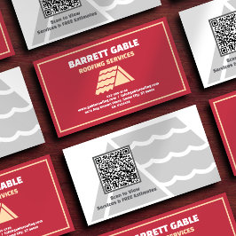 Cartão De Visita Código QR de Contratante de Telhados Vermelhos Pro