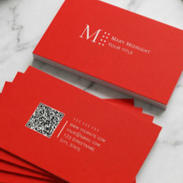 Cartão De Visita Código QR de Cor Sólida Vermelho Maçã Doce Moderno