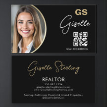 Código QR de Corretor de Luxo Preto e Dourado com 