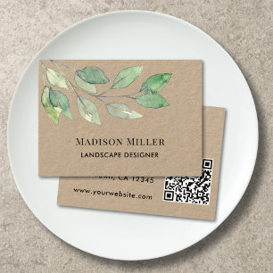 Cartão De Visita Código QR de Designer de Paisagem Verdejante