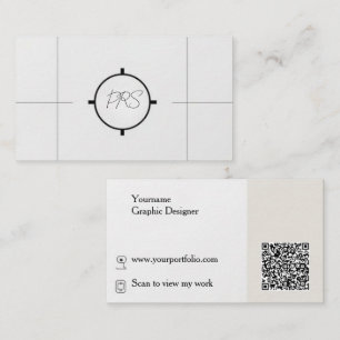 Cartão De Visita Código QR de Designer Gráfico Moderno Minimalista
