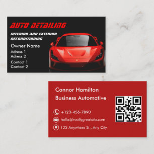 Cartão De Visita Código QR de Detalhamento Automotivo Profissional 