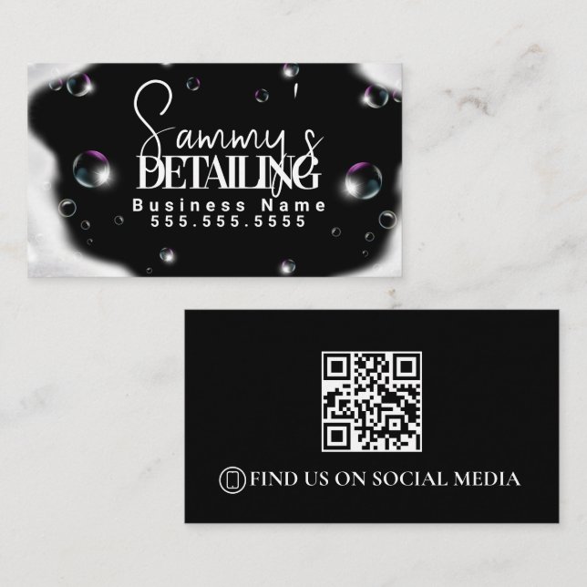 Cartão De Visita Código QR de Detalhamento de Veículos (Frente/Verso)