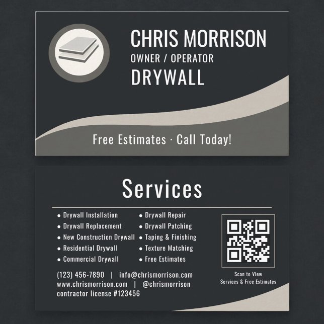 Cartão De Visita Código QR de Drywall (Criador carregado)