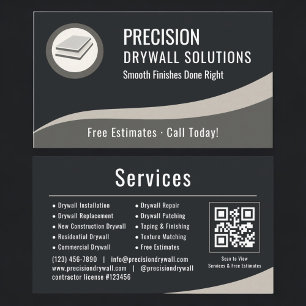 Cartão De Visita Código QR de Drywall Profissional