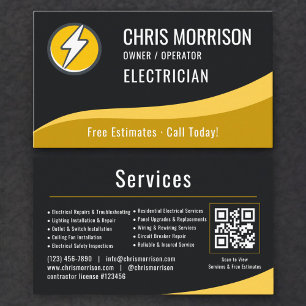 Cartão De Visita Código QR de Eletricista