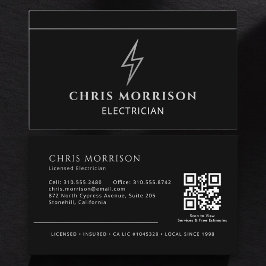 Cartão De Visita Código QR de Eletricista Profissional