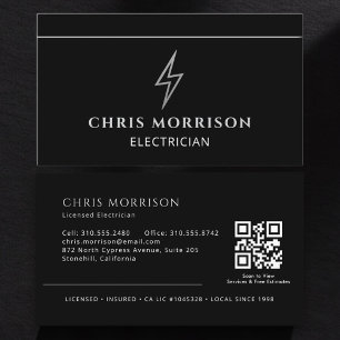 Cartão De Visita Código QR de Eletricista Profissional