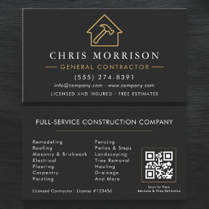 Cartão De Visita Código QR de Empreiteiro Geral Profissional