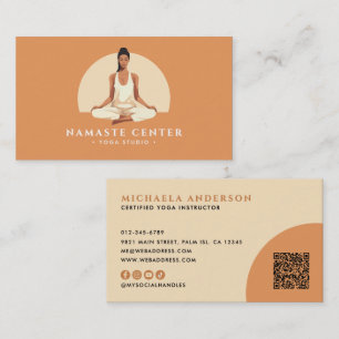 Cartão De Visita Código QR de Encontros Sociais de Lótus de Yoga/Mi