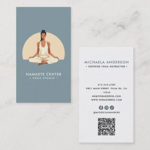 Cartão De Visita Código QR de Encontros Sociais de Lótus de Yoga/Mi