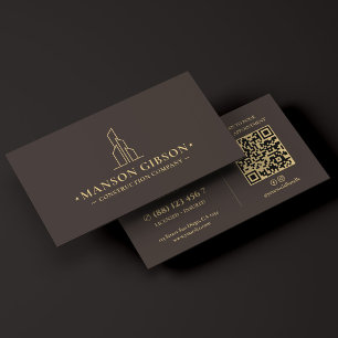 Cartão De Visita Código QR de Espresso Mínimo para Empreiteiro de C