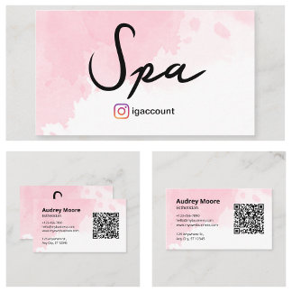 Cartão De Visita Código QR de Esteticista de Spa em Aquarela