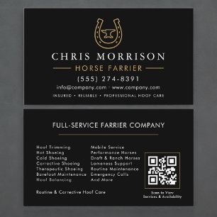 Cartão De Visita Código QR de Ferrador de Cavalos