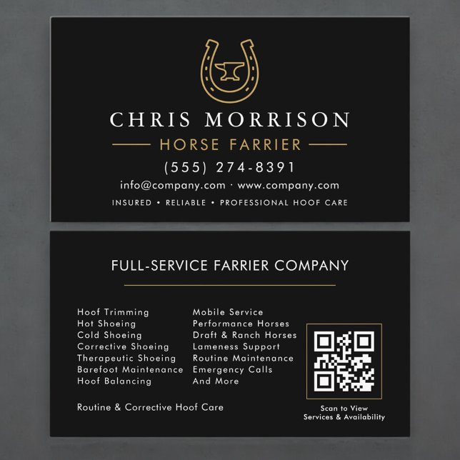 Cartão De Visita Código QR de Ferrador de Cavalos (Criador carregado)