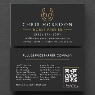 Cartão De Visita Código QR de Ferrador de Cavalos