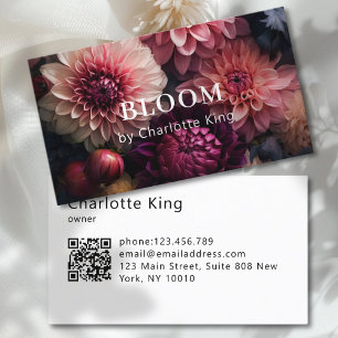 Cartão De Visita Código QR de Flor Moderna