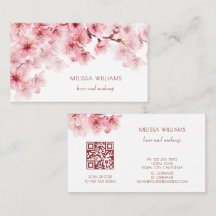 Código QR de flores de cerejeira em aquarela