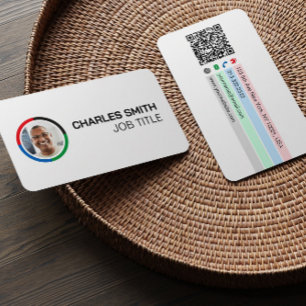 Cartão De Visita Código QR de Foto Colorida Profissional Elegante S