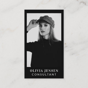 Cartão De Visita Código QR de Foto Comercial Mínimo e Profissional