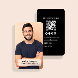 Cartão De Visita Código QR de Foto Conecte-se Modernamente Comigo N