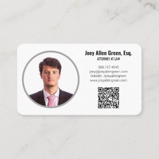 Cartão De Visita Código QR de Foto de Advogado Profissional Moderno
