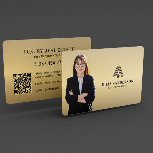 Cartão De Visita Código QR de foto de agente imobiliário de luxo em