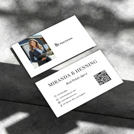 Cartão De Visita Código QR de Foto de Agente Imobiliário Profission