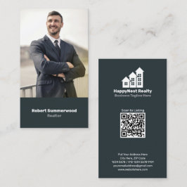 Cartão De Visita Código QR de Foto de Agente Imobiliário Vertical M