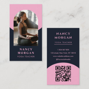 Cartão De Visita Código QR de Foto de Arco de Professor de Yoga